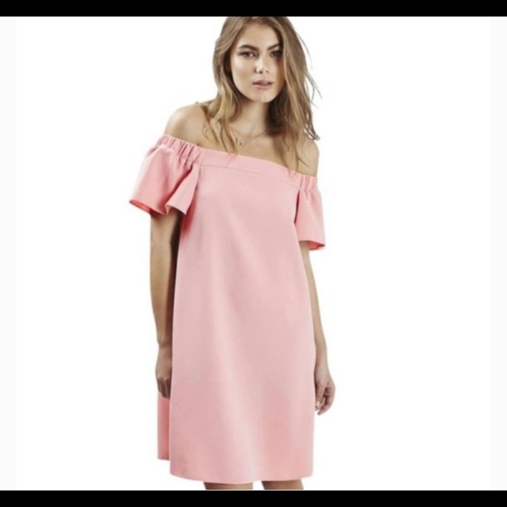 Topshop pink, off the shoulder dress!